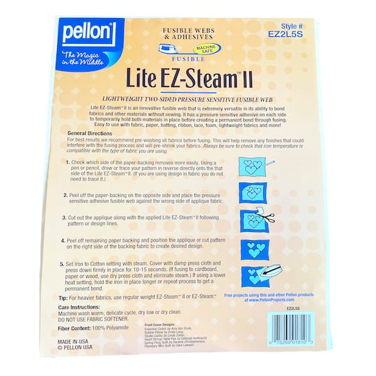 6 Packs: 5 ct. (30 total) Pellon® Lite EZ-Steam® II 12" x 9" Double-Sided Fusible Web Sheets